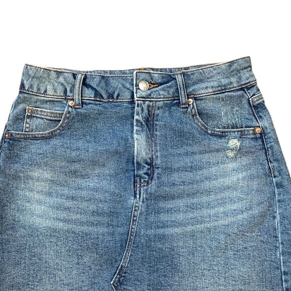 Wild Fable Mini Stretch Denim Raw Edge Hem Distressed Whiskering Detail - Picture 7 of 11